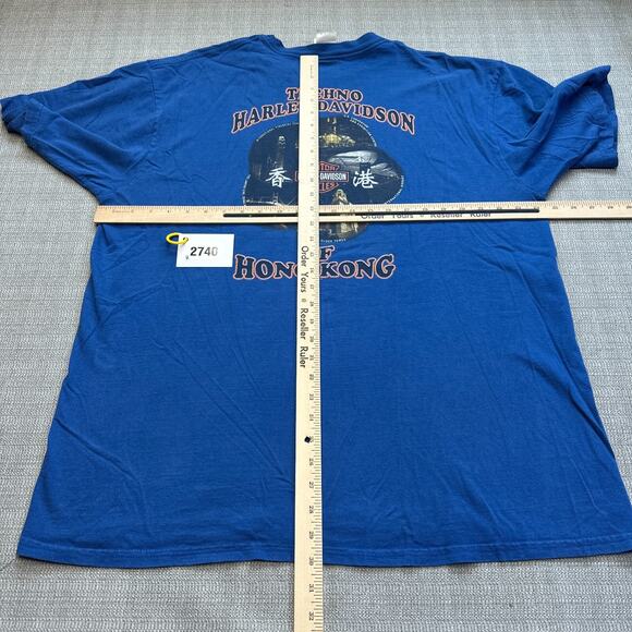 Harley Davidson Shirt Mens XXL Blue Techno HD of Hong Kong Tee Motorcycle Biker - Picture 7 of 10